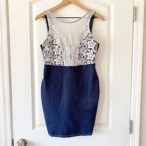 LULU’S Lace And Denim Mini Dress